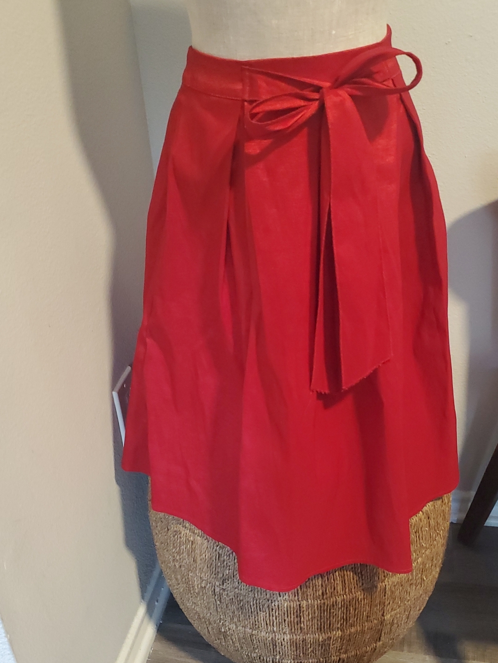 Rainbow Red A-Line Tie-Waist Skirt